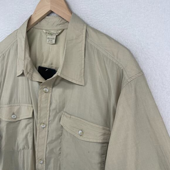 EXOFFICIO Shirt Mens 2XL Syros Short Sleeve Button Down Fishing Beige NEW - Picture 2 of 16